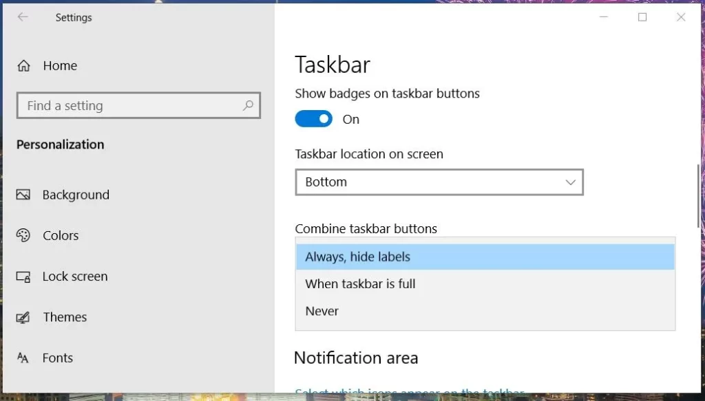 combine-taskbar-settings-windows-10